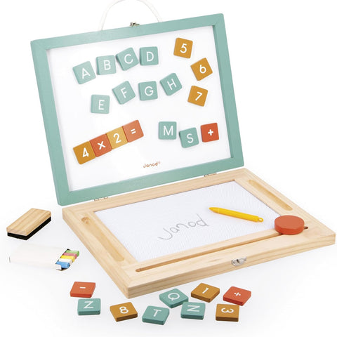 Janod 4-In-1 Wooden Activity Board - 49 Accessories Included