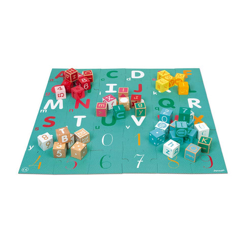 Janod Kubix Blocks Set - 40 Blocks with Alphabet Puzzle