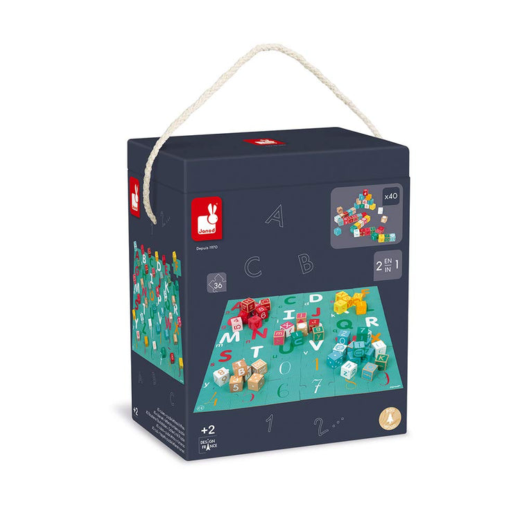Janod Kubix Blocks Set - 40 Blocks with Alphabet Puzzle