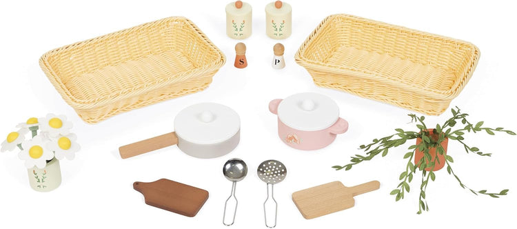 Janod Large Wooden Kitchen - 16 Accessories and 2 Ovens