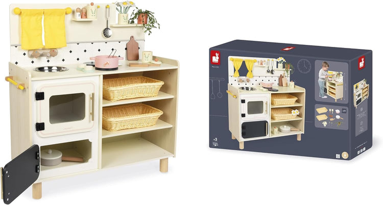 Janod Large Wooden Kitchen - 16 Accessories and 2 Ovens