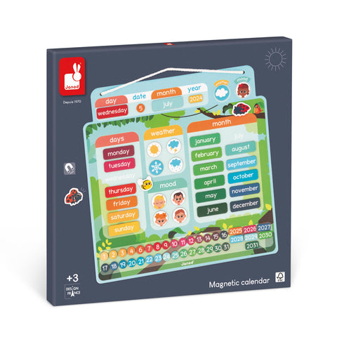 Janod Magnetic Wooden Calendar - 71 Pieces for Daily Learning