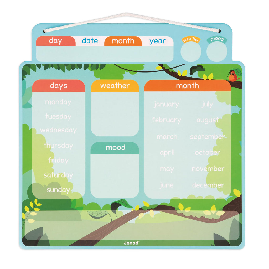 Janod Magnetic Wooden Calendar - 71 Pieces for Daily Learning