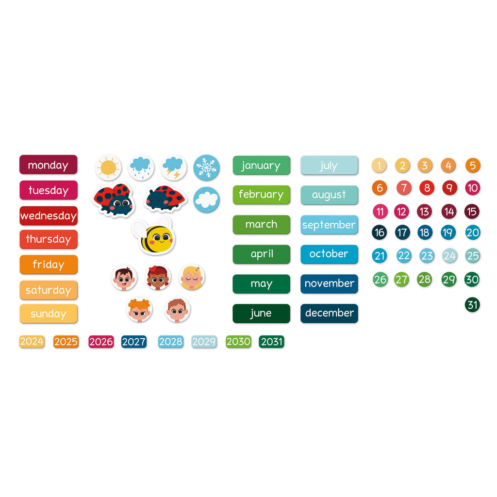 Janod Magnetic Wooden Calendar - 71 Pieces for Daily Learning