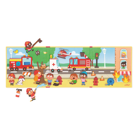 Janod Firefighters Magneti'Stories - 30-Piece Rescue Play