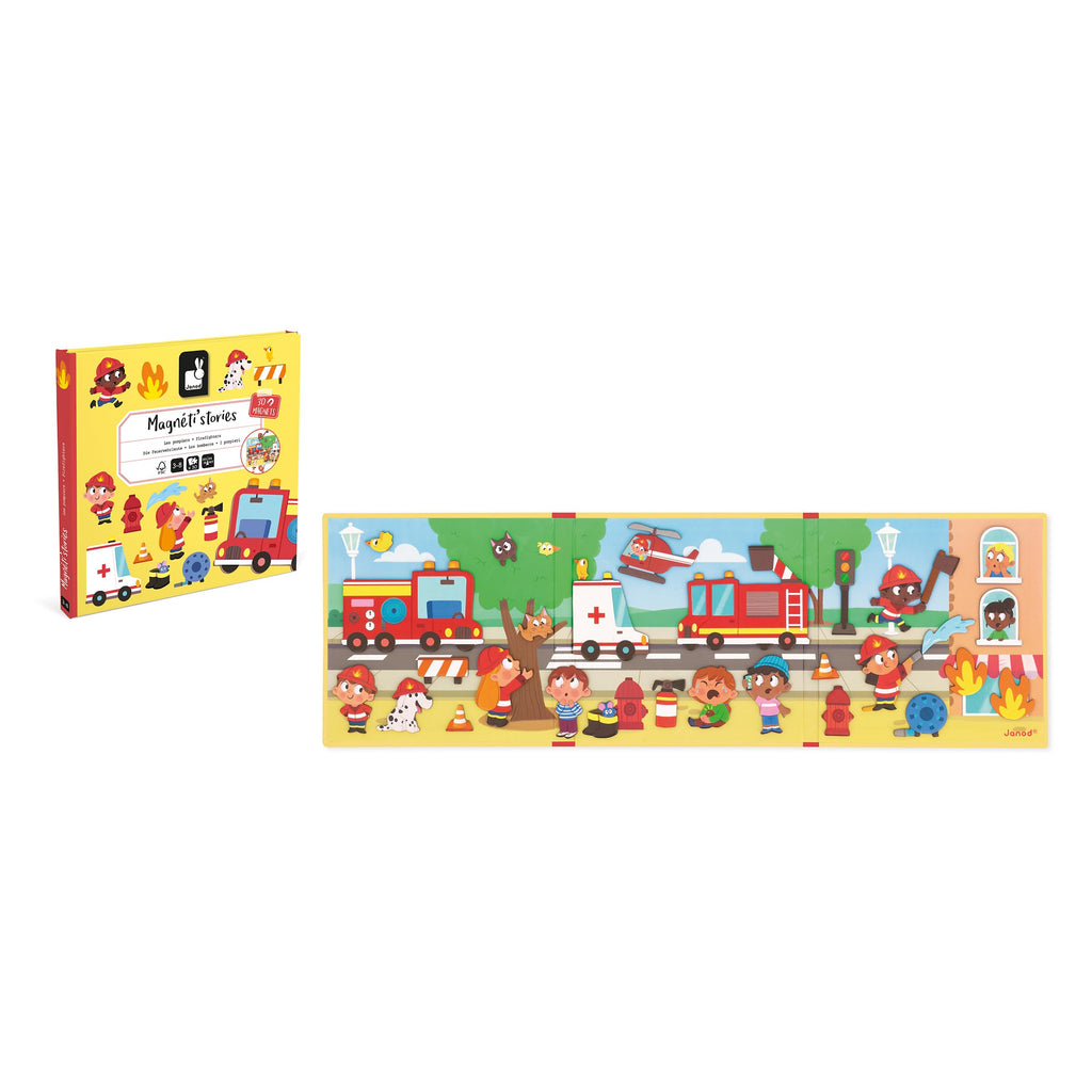 Janod Firefighters Magneti'Stories - 30-Piece Rescue Play