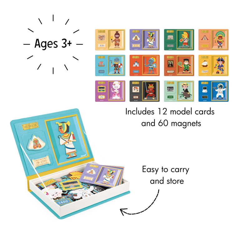 Janod Magneti'Book History - 60 Magnets and 12 Model Cards