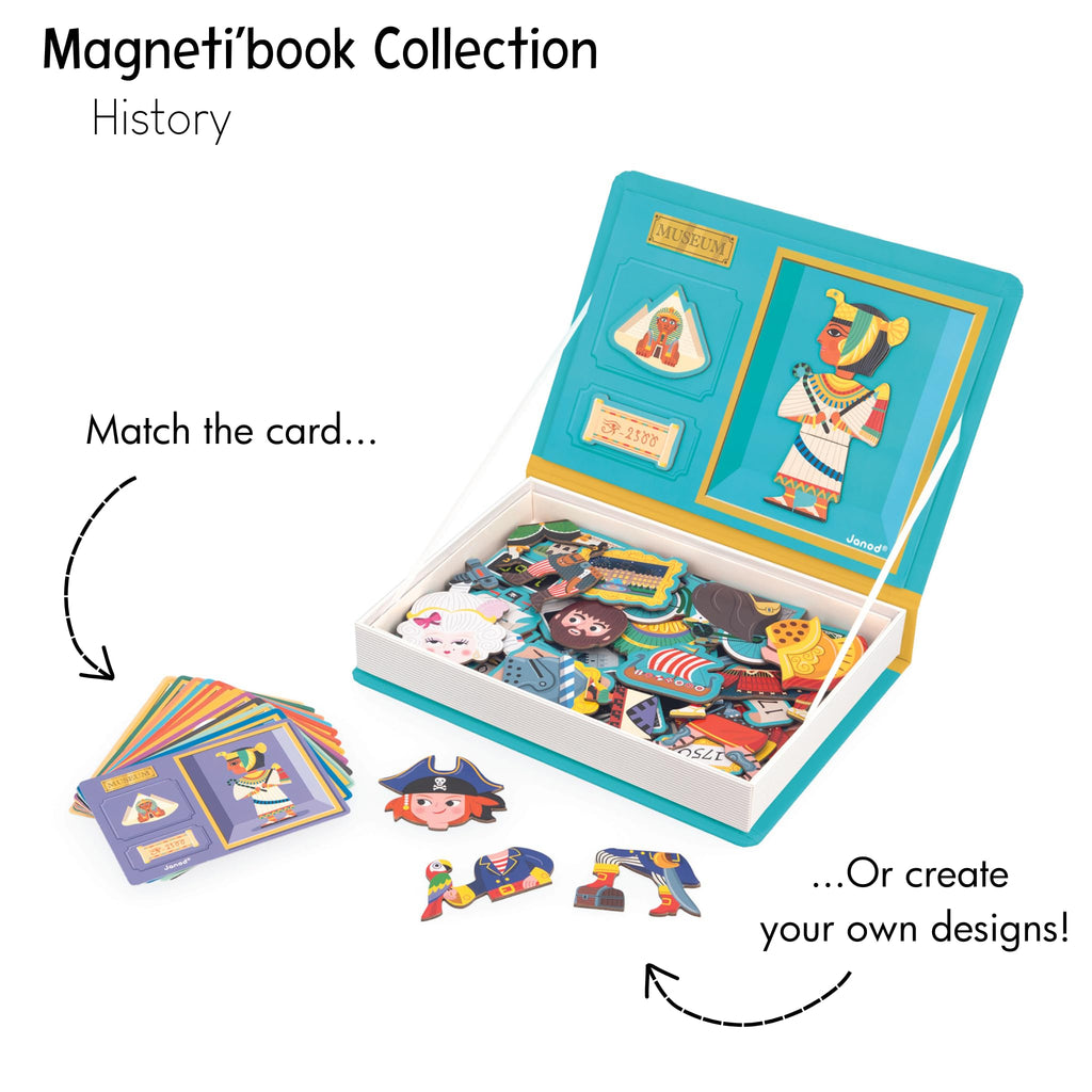 Janod Magneti'Book History - 60 Magnets and 12 Model Cards