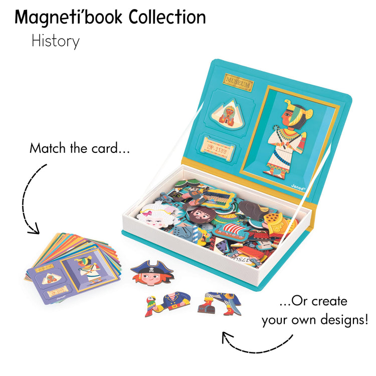 Janod Magneti'Book History - 60 Magnets and 12 Model Cards