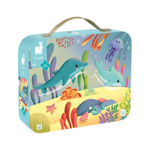 Janod Marine Life Puzzle - 36 Pieces in a Portable Travel Case
