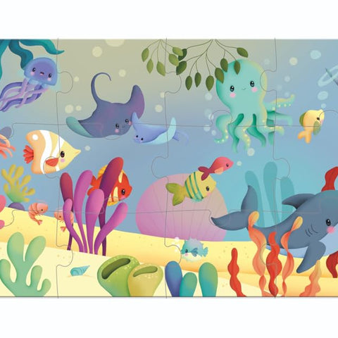 Janod Marine Life Puzzle - 36 Pieces in a Portable Travel Case