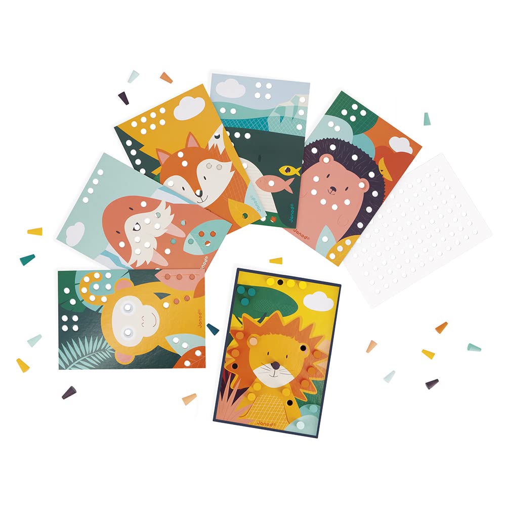 Janod My First Wooden Mosaics - 7 Cards and 70 Wooden Pegs