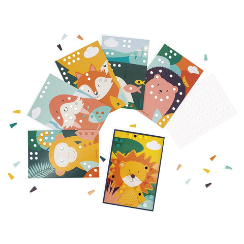 Janod My First Wooden Mosaics - 7 Cards and 70 Wooden Pegs