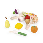 Janod 12 Fruits & Vegetables - Wooden Market Set in Canvas Bag