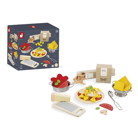Janod Pasta Mix - 58-piece Wooden Pasta Set for Little Chefs