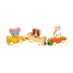 Janod Pets Car Train - Magnetic Cars Shaped Like Favorite Foods