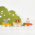 Janod Pets Car Train - Magnetic Cars Shaped Like Favorite Foods