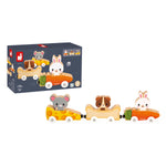Janod Pets Car Train - Magnetic Cars Shaped Like Favorite Foods