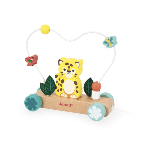 Janod Pull-Along Tiger - Wooden Abacus for Early Walkers