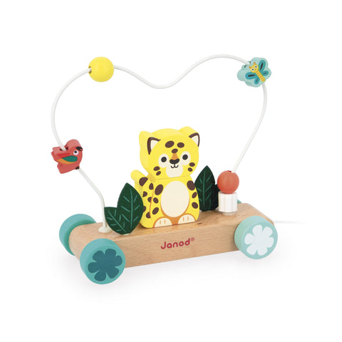 Janod Pull-Along Tiger - Wooden Abacus for Early Walkers