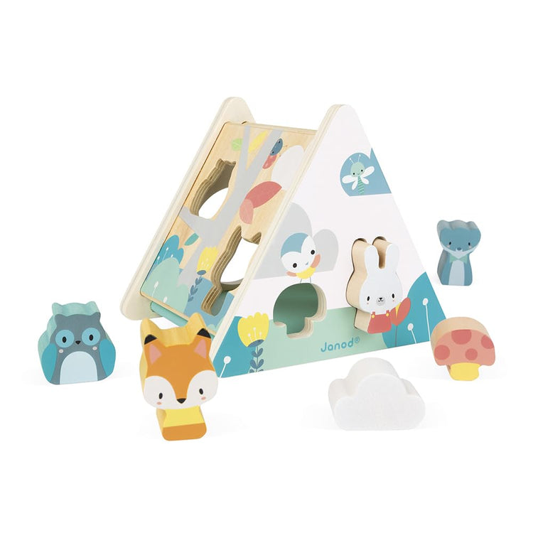 Janod Pure Shape Sorter - 6 Wooden Shapes for Little Hands