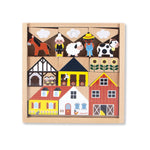 Janod 34 Wooden Cubes - Countryside Building Set for Kids
