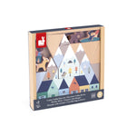 Janod 34 Wooden Cubes - Snowy Mountain Building Play Set