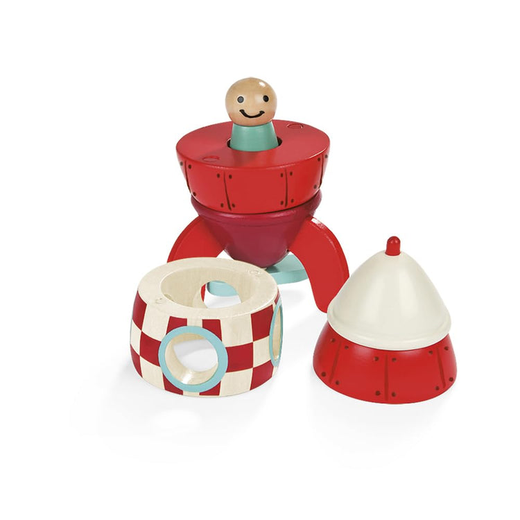Janod Magnetic Rocket Kit - 5-Piece Wooden Space Adventure