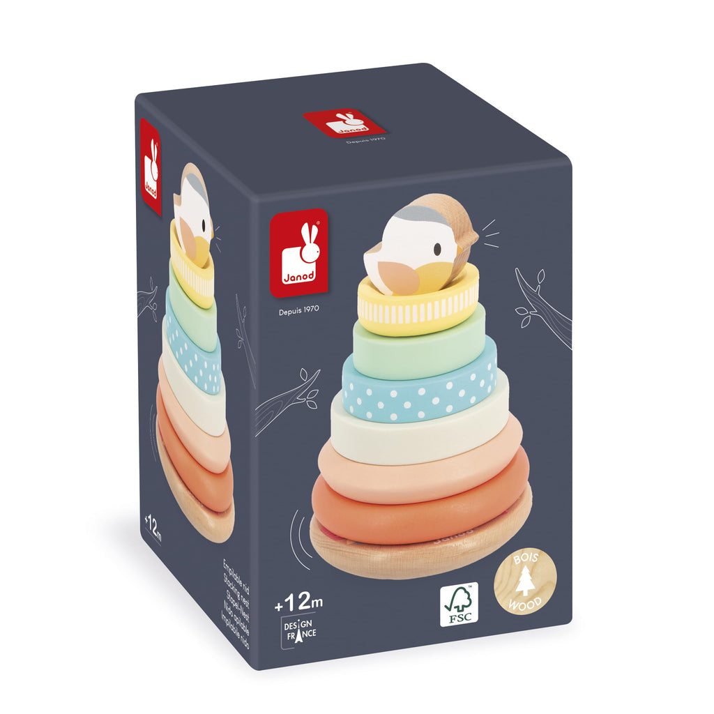 Janod Culbuto Bird - 7 Stackable Pieces on a Wobble Base
