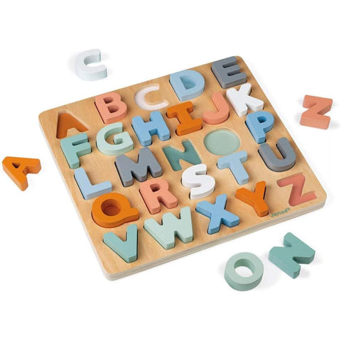 Janod Alphabet Puzzle - 3-In-1 Wooden ABC Learning Board