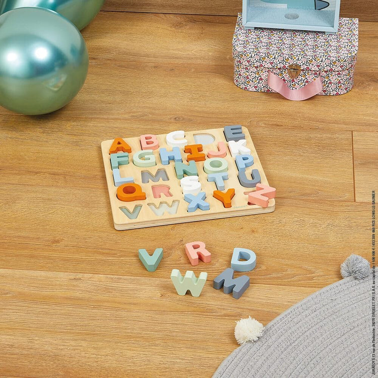 Janod Alphabet Puzzle - 3-In-1 Wooden ABC Learning Board