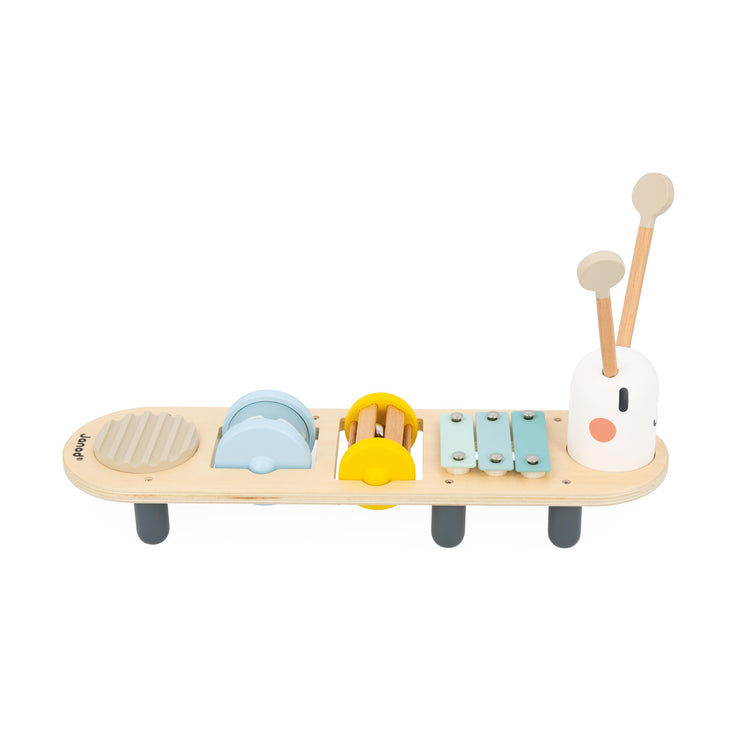 Janod Caterpillar Wooden Music Stand - 5 Instruments for Sensory Play