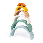 Janod Rainbow Turtle - 2-In-1 Stacking Pull Toy with Arches