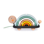 Janod Rainbow Turtle - 2-In-1 Stacking Pull Toy with Arches