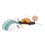 Janod Rainbow Turtle - 2-In-1 Stacking Pull Toy with Arches