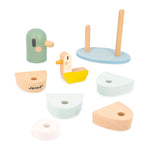 Janod Duck Stacking Toy - 7 Wooden Pieces on Flexible Poles
