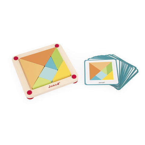 Janod Tangram Puzzle Game - 25 Cards for Creative Thinking