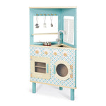 Janod Trio Wooden Kitchen - 3-Sided Retro Set with Utensils