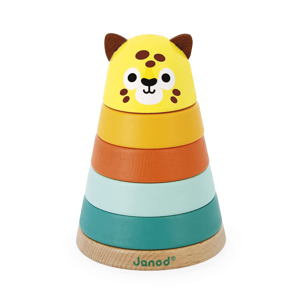 Janod Tropik Jaguar - 5 Wooden Stacking Pieces for Toddlers