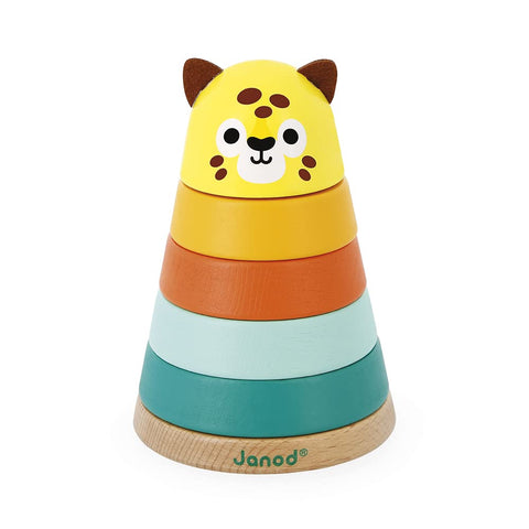 Janod Tropik Jaguar - 5 Wooden Stacking Pieces for Toddlers