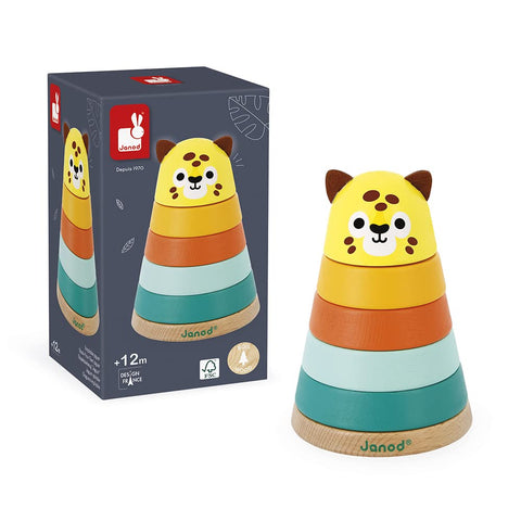Janod Tropik Jaguar - 5 Wooden Stacking Pieces for Toddlers