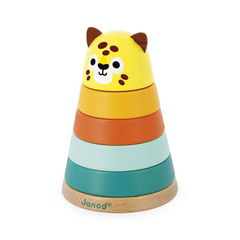 Janod Tropik Jaguar - 5 Wooden Stacking Pieces for Toddlers