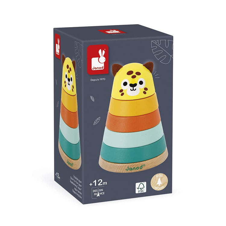 Janod Tropik Jaguar - 5 Wooden Stacking Pieces for Toddlers