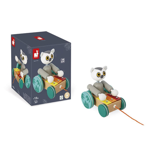 Janod Lemur Xylophone - 2-In-1 Pull-Along Musical Adventure