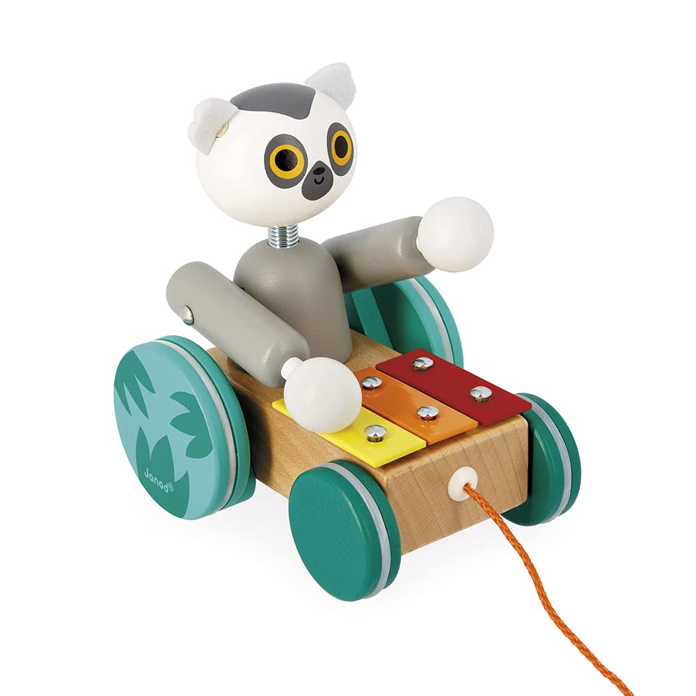 Janod Lemur Xylophone - 2-In-1 Pull-Along Musical Adventure