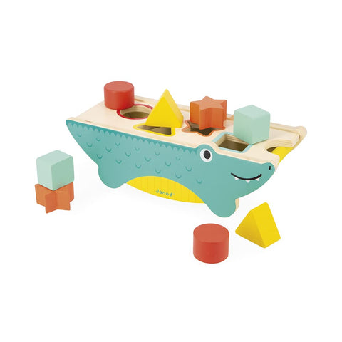 Janod Tropik Crocodile Sorter - 8 Shapes and Magnetic Mouth