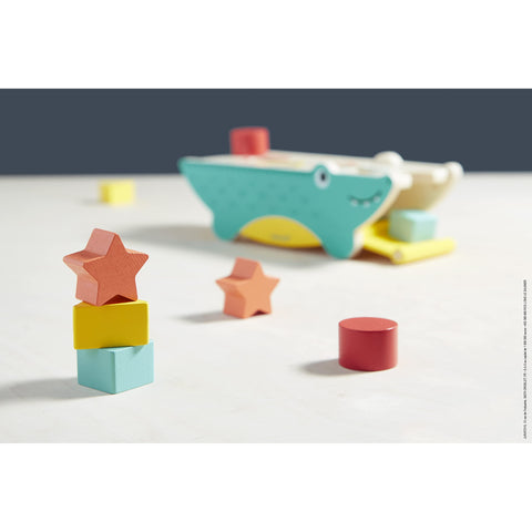 Janod Tropik Crocodile Sorter - 8 Shapes and Magnetic Mouth