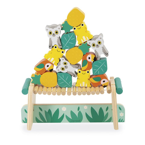 Janod Tropik Balance Game - 1 Bridge & 15 Wooden Jungle Stacking Pieces