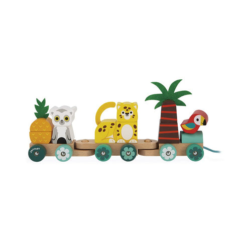 Janod Tropik Train - 11 Pieces and 3 Cars for First Steps