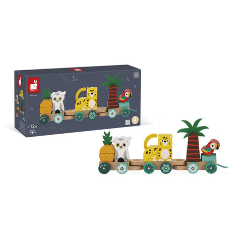 Janod Tropik Train - 11 Pieces and 3 Cars for First Steps
